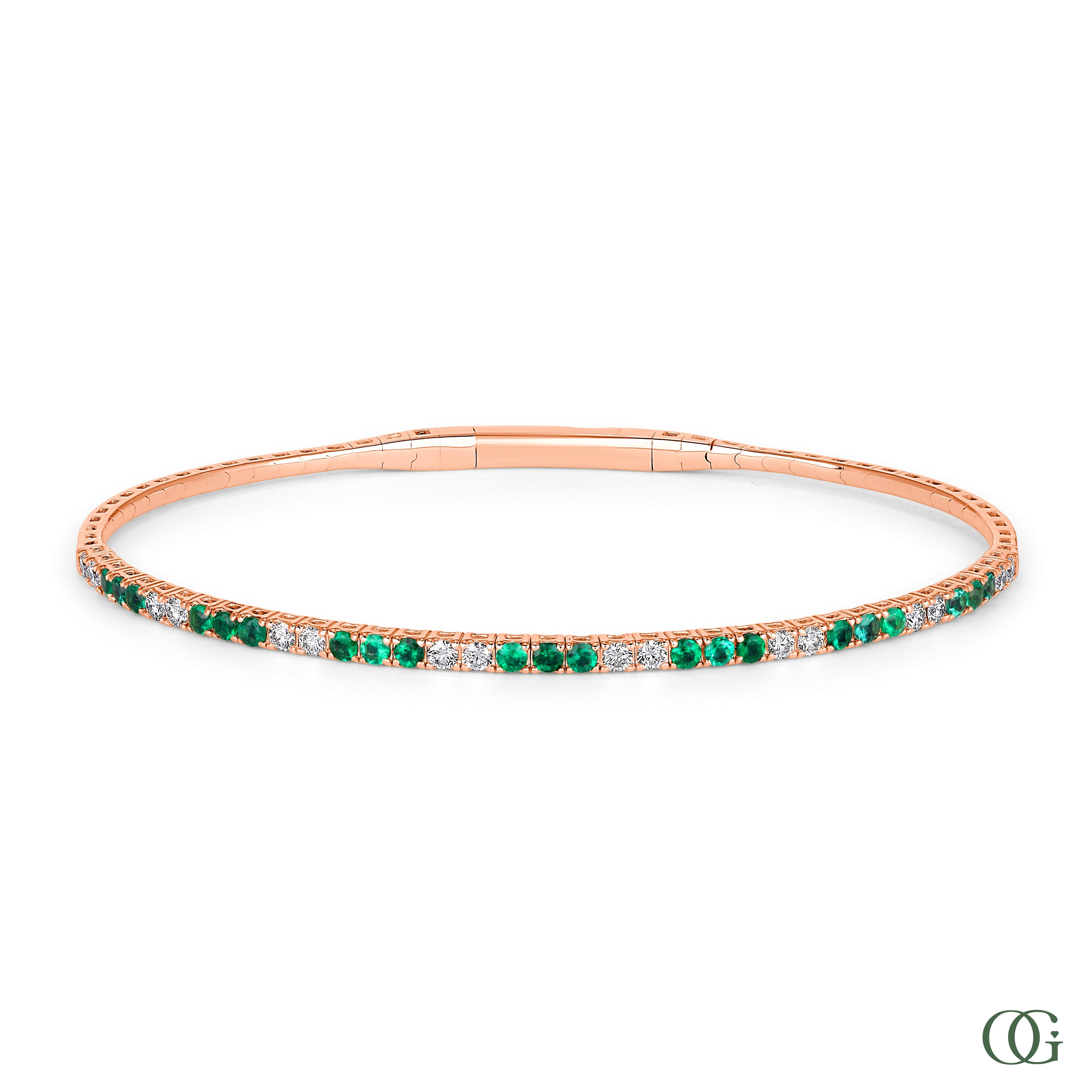 Diamond & Emerald Bangle in 14K & 18K Gold