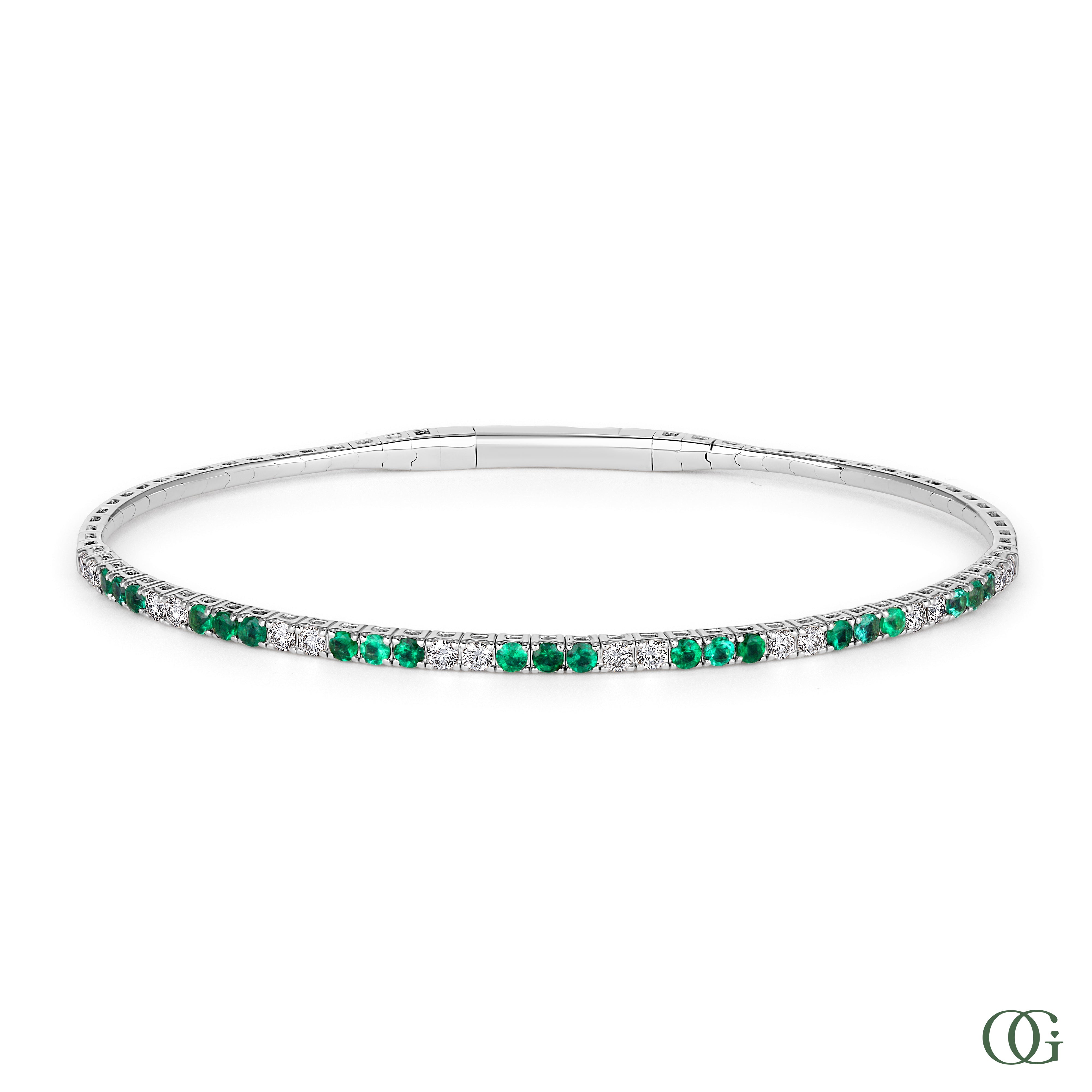 Diamond & Emerald Bangle in 14K & 18K Gold