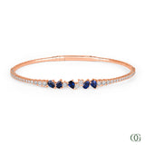 Diamond Bangle with Sapphire Center in 14K & 18K Gold