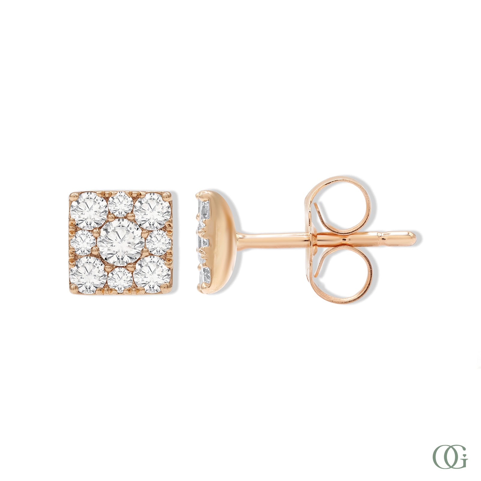 Dainty Square Diamond Stud Earring