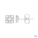 Dainty Square Diamond Stud Earring