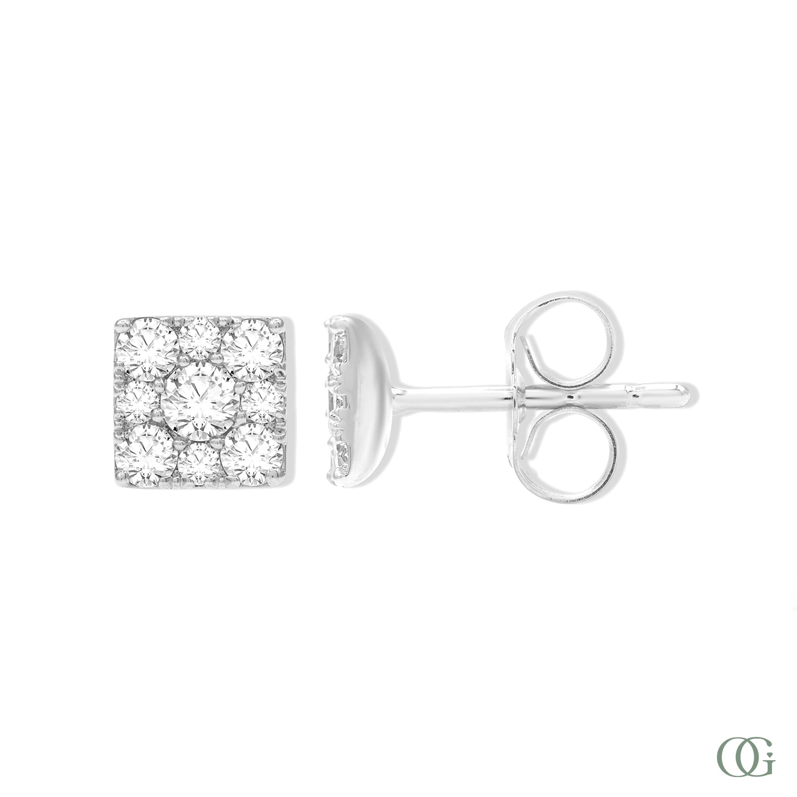 Dainty Square Diamond Stud Earring