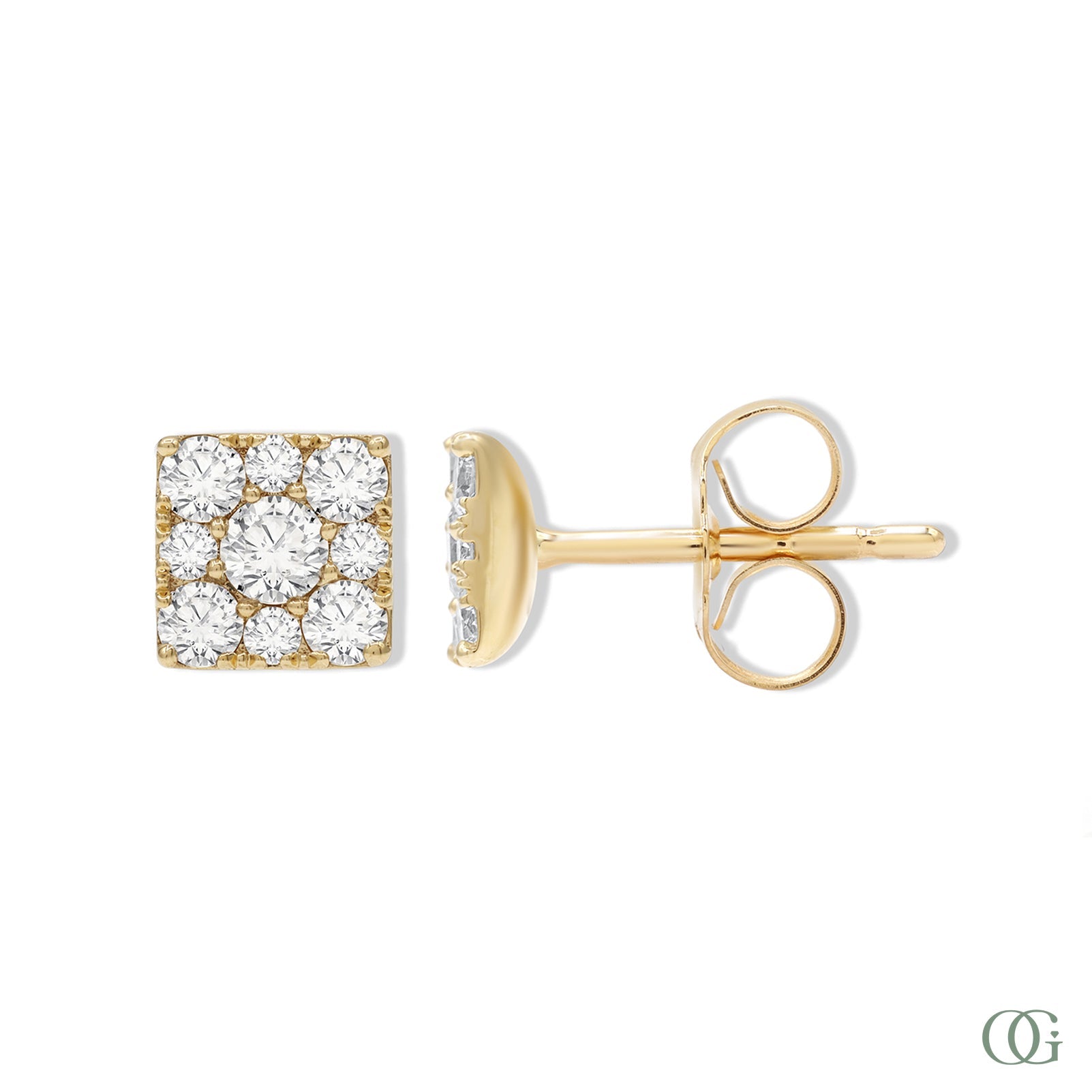 Dainty Square Lab Grown Diamond Stud Earring