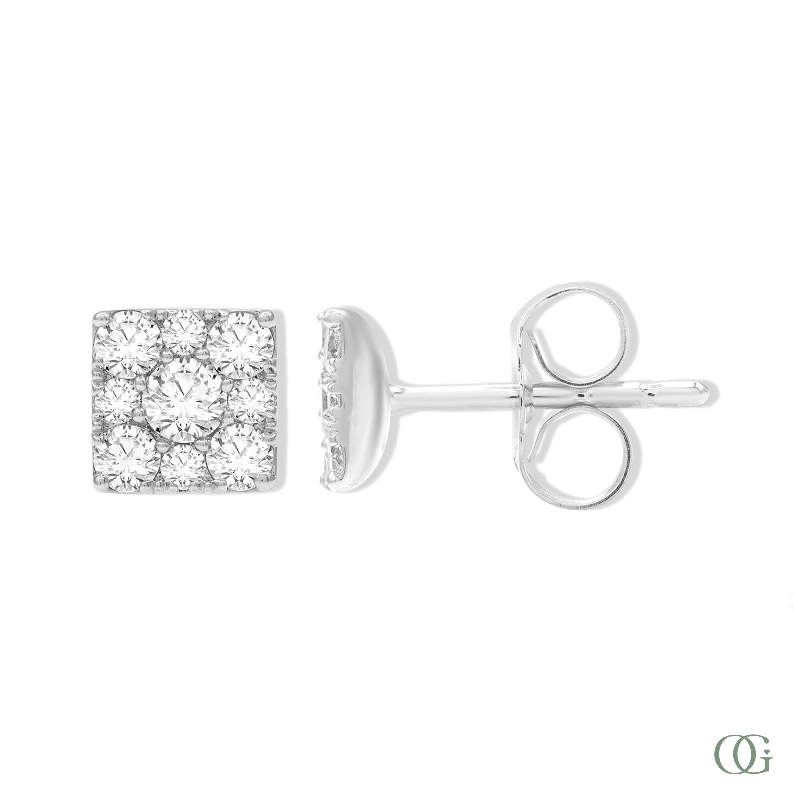 Dainty Square Diamond Stud Earring