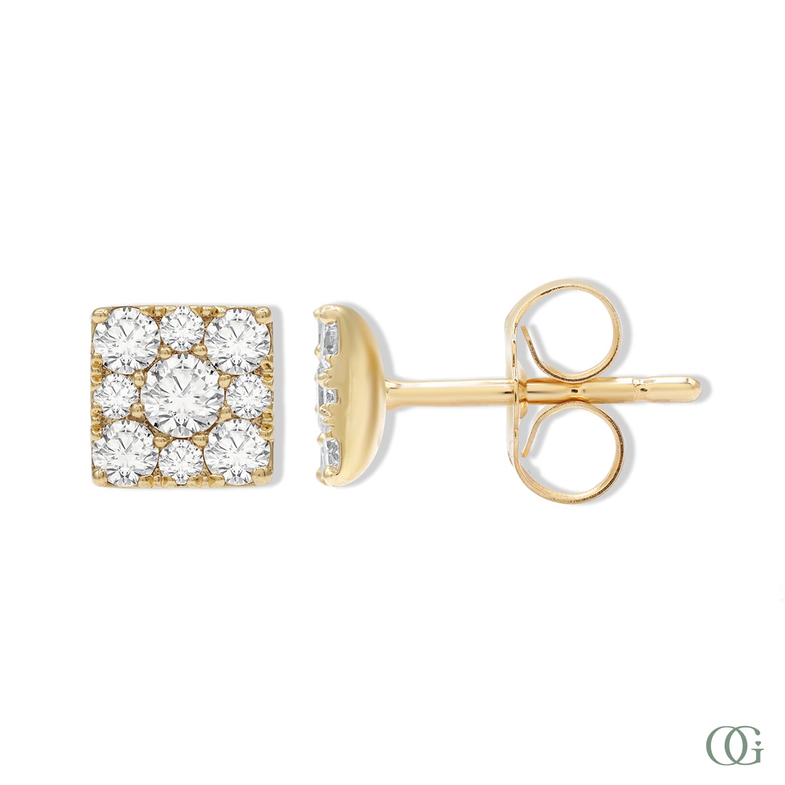 Dainty Square Lab Grown Diamond Stud Earring