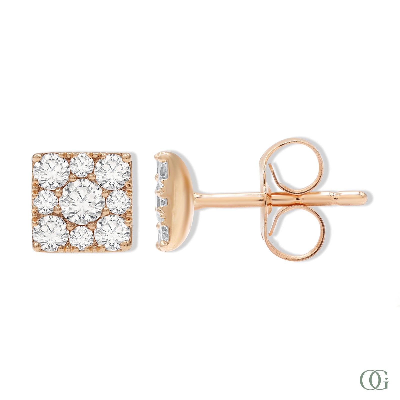 Dainty Square Lab Grown Diamond Stud Earring