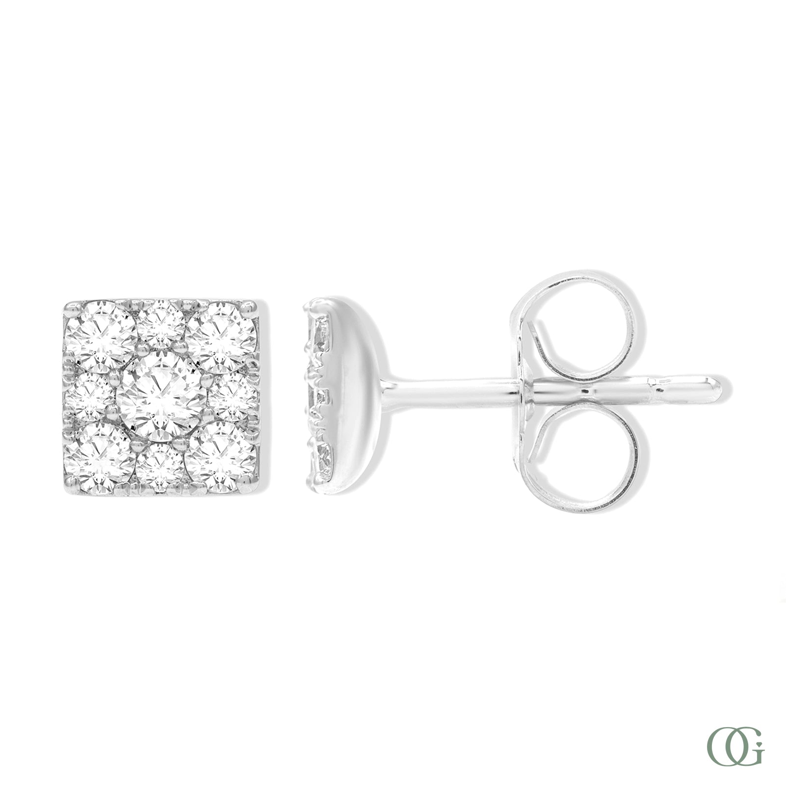 Dainty Square Diamond Stud Earring
