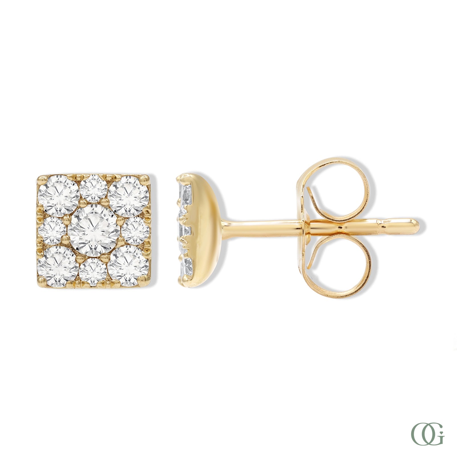 Dainty Square Lab Grown Diamond Stud Earring