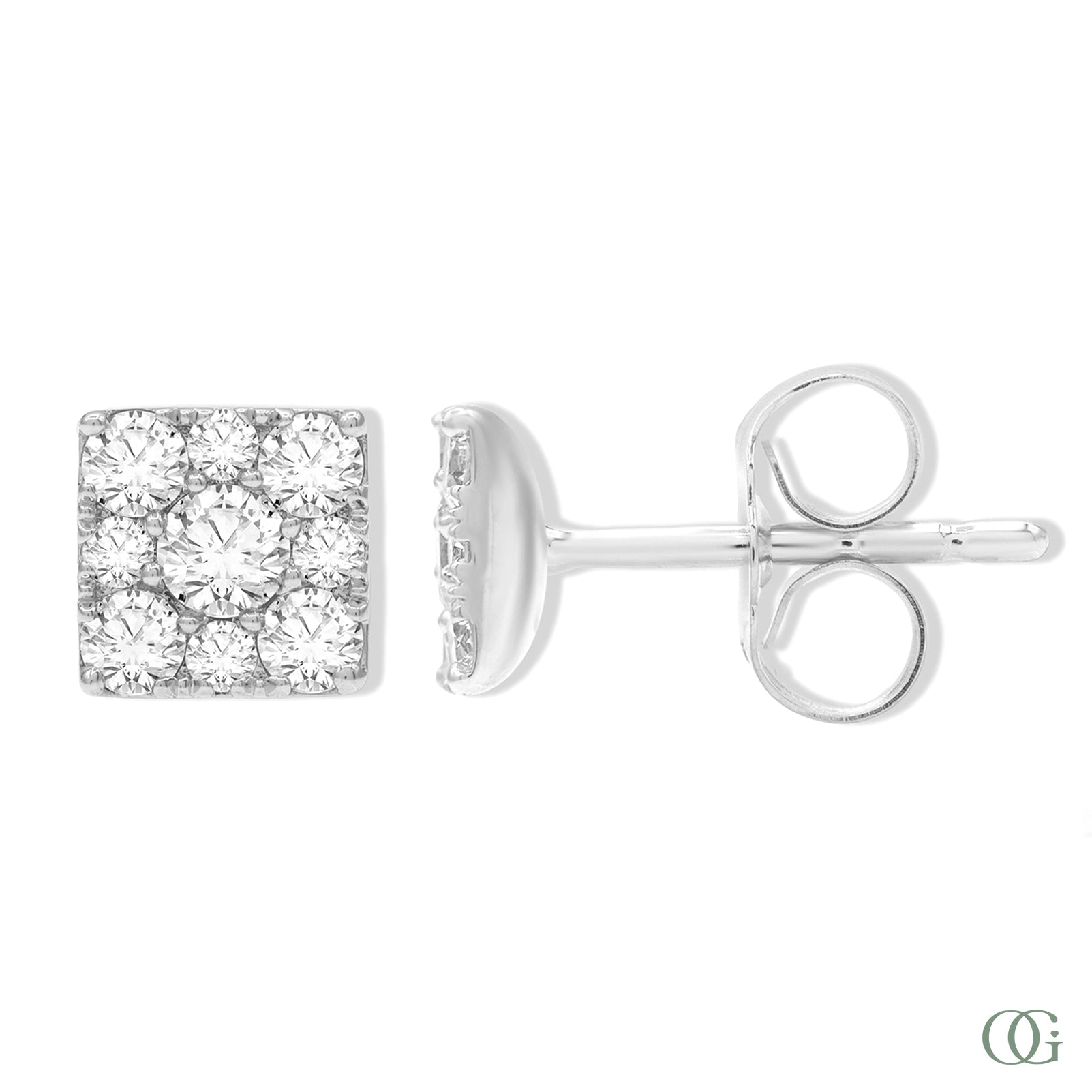 Dainty Square Lab Grown Diamond Stud Earring