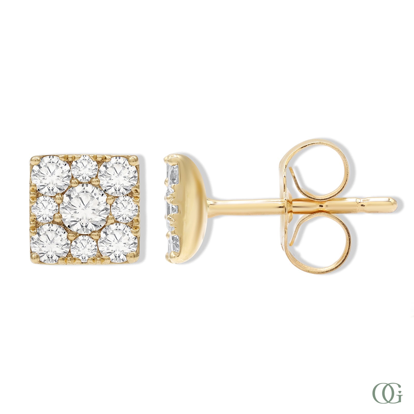 Dainty Square Diamond Stud Earring