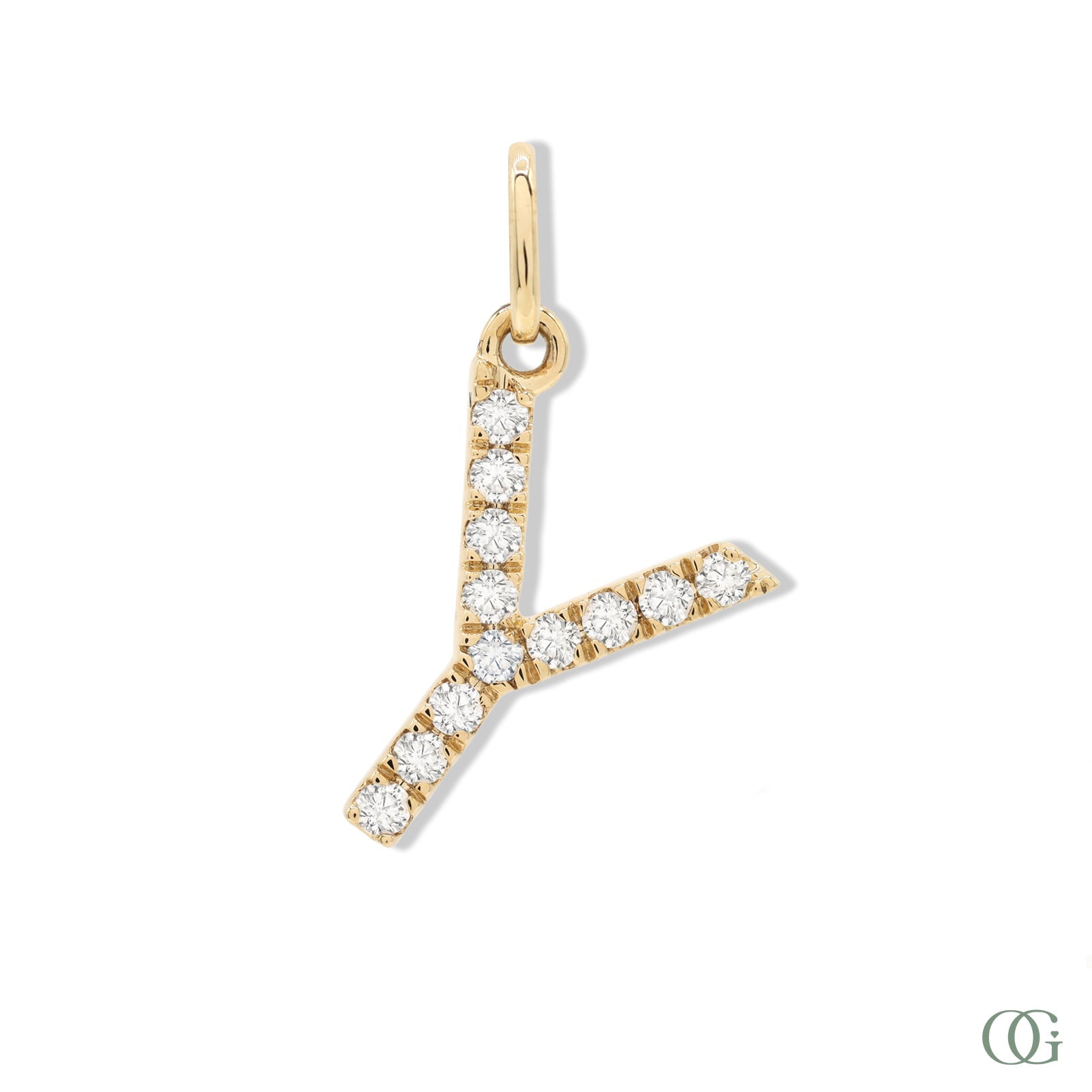 Lab Grown Diamond Letter Pendant - Y