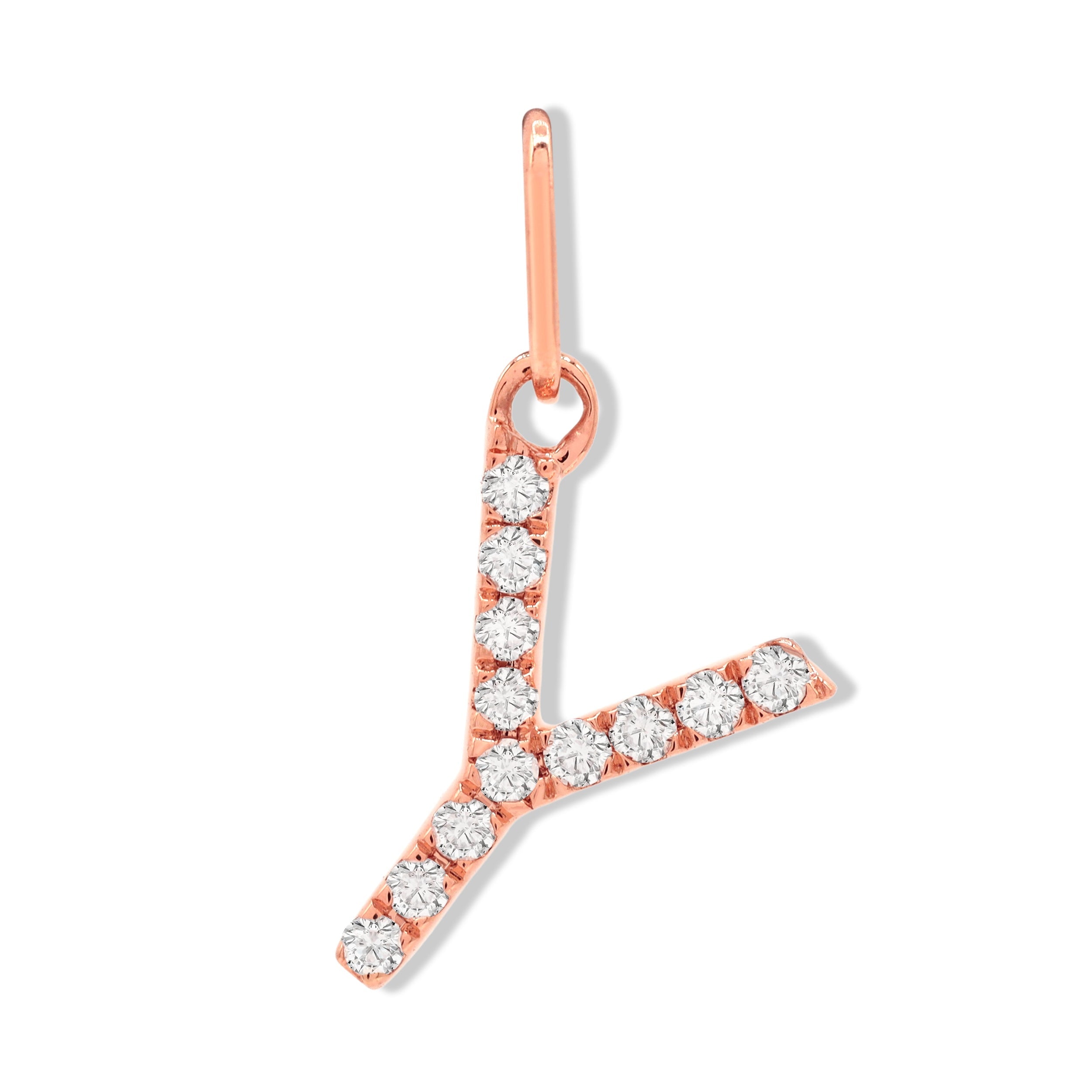 Lab Grown Diamond Letter Pendant - Y