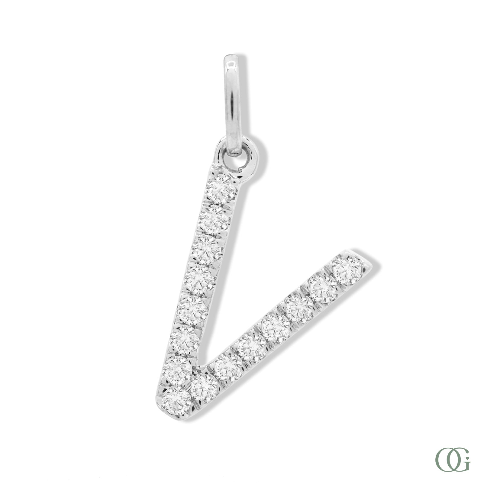 Lab Grown Diamond Letter Pendant - V