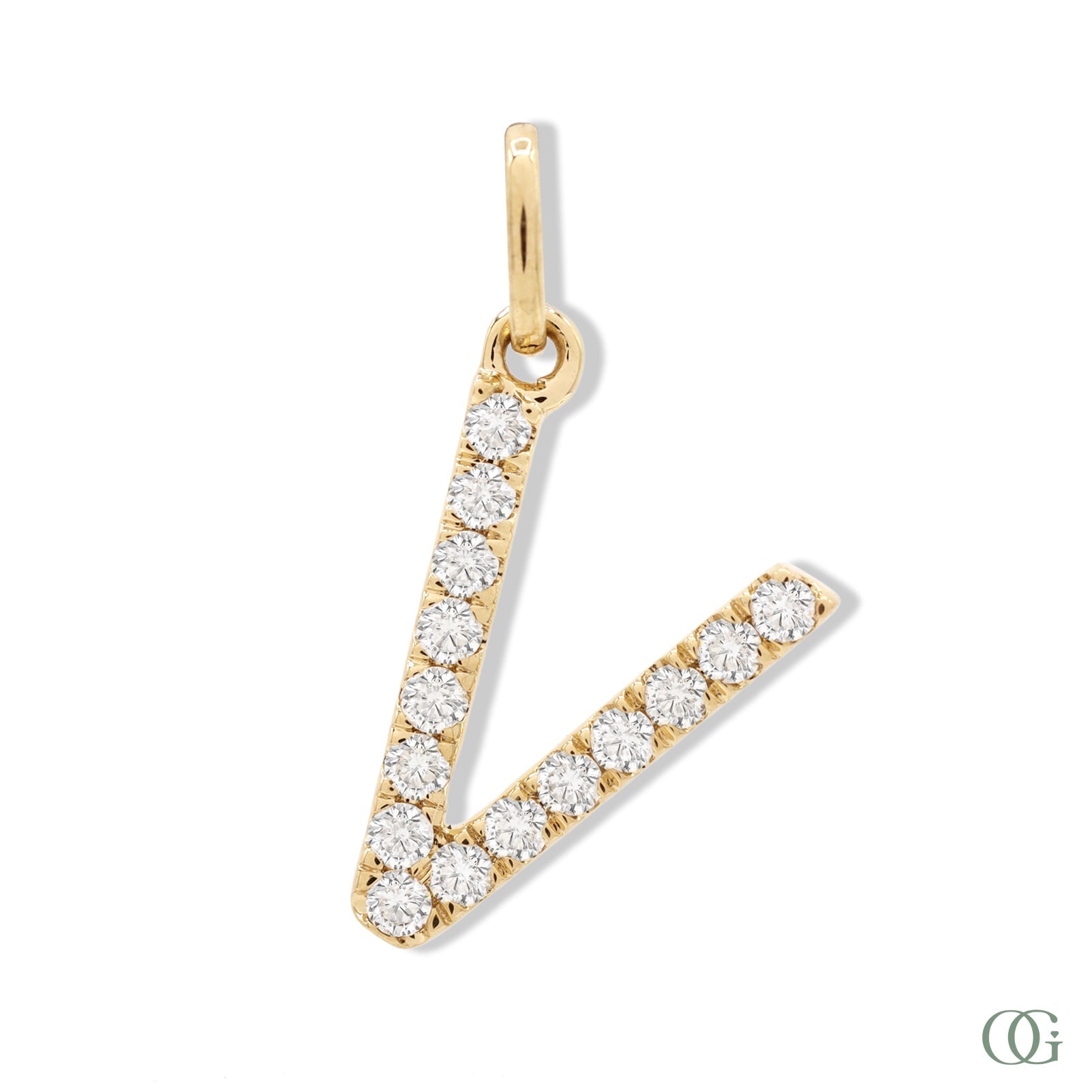 Lab Grown Diamond Letter Pendant - V